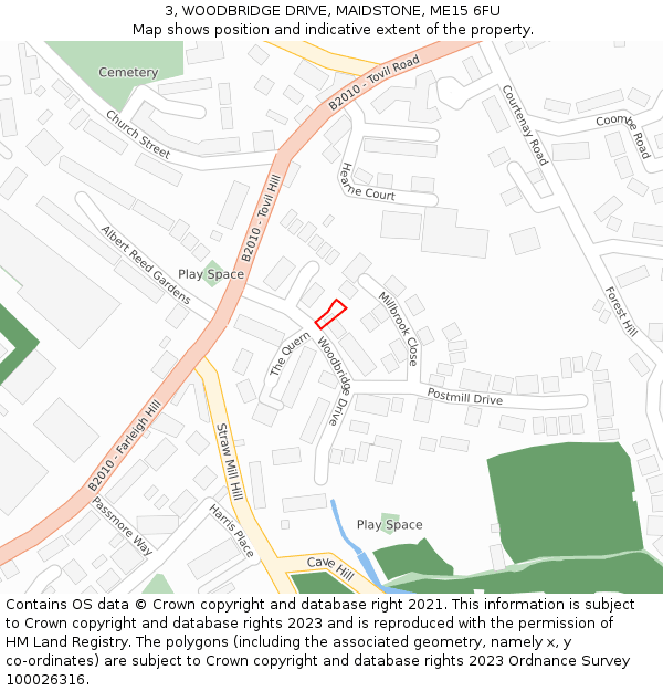 3, WOODBRIDGE DRIVE, MAIDSTONE, ME15 6FU: Location map and indicative extent of plot