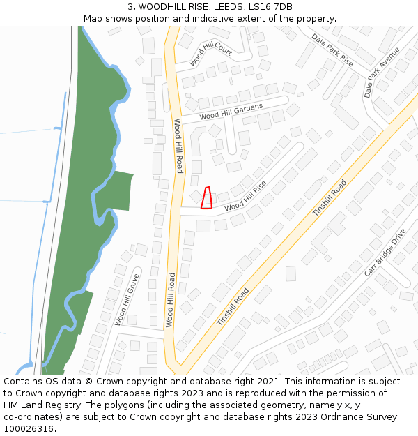 3, WOODHILL RISE, LEEDS, LS16 7DB: Location map and indicative extent of plot