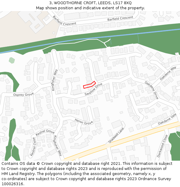 3, WOODTHORNE CROFT, LEEDS, LS17 8XQ: Location map and indicative extent of plot