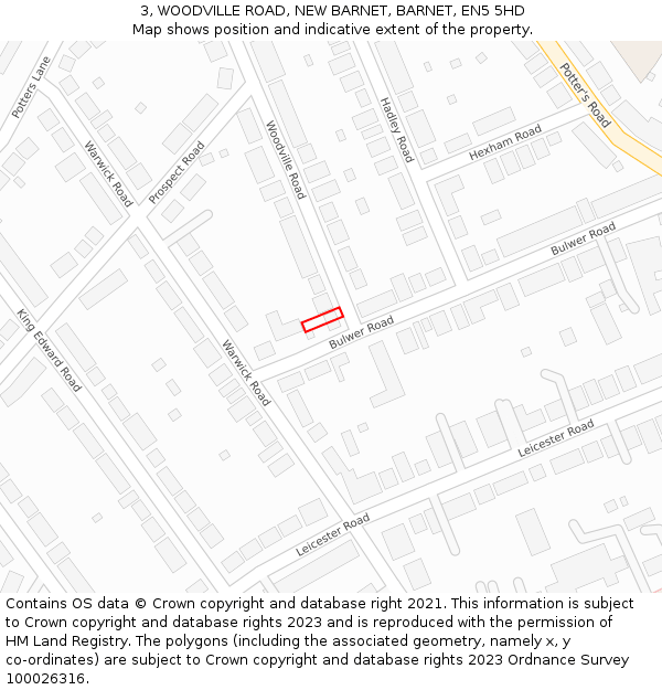 3, WOODVILLE ROAD, NEW BARNET, BARNET, EN5 5HD: Location map and indicative extent of plot