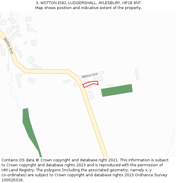 3, WOTTON END, LUDGERSHALL, AYLESBURY, HP18 9NT: Location map and indicative extent of plot