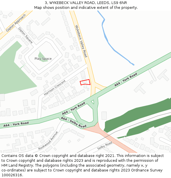 3, WYKEBECK VALLEY ROAD, LEEDS, LS9 6NR: Location map and indicative extent of plot