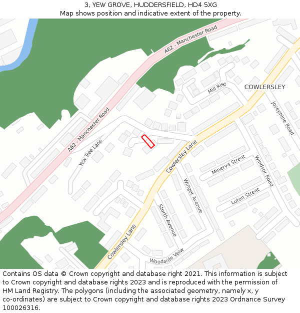 3, YEW GROVE, HUDDERSFIELD, HD4 5XG: Location map and indicative extent of plot