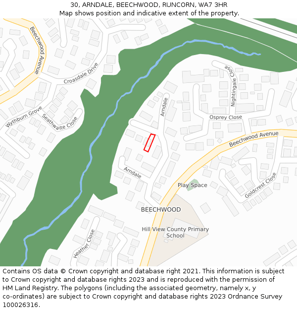 30, ARNDALE, BEECHWOOD, RUNCORN, WA7 3HR: Location map and indicative extent of plot