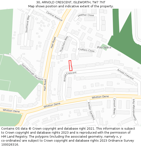 30, ARNOLD CRESCENT, ISLEWORTH, TW7 7NT: Location map and indicative extent of plot