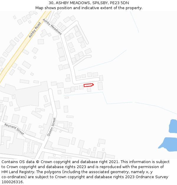 30, ASHBY MEADOWS, SPILSBY, PE23 5DN: Location map and indicative extent of plot