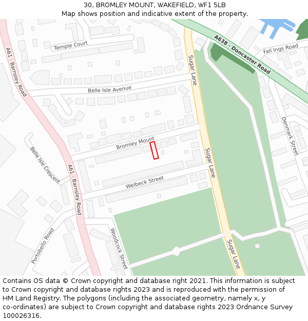 30, BROMLEY MOUNT, WAKEFIELD, WF1 5LB: Location map and indicative extent of plot