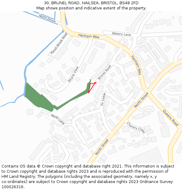 30, BRUNEL ROAD, NAILSEA, BRISTOL, BS48 2FD: Location map and indicative extent of plot