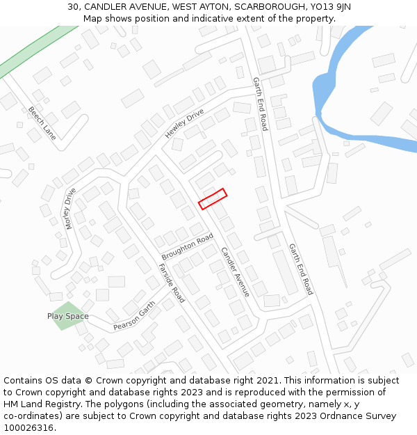 30, CANDLER AVENUE, WEST AYTON, SCARBOROUGH, YO13 9JN: Location map and indicative extent of plot