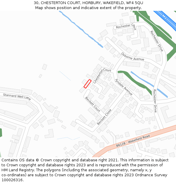 30, CHESTERTON COURT, HORBURY, WAKEFIELD, WF4 5QU: Location map and indicative extent of plot