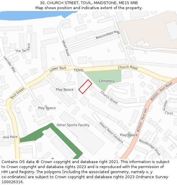 30, CHURCH STREET, TOVIL, MAIDSTONE, ME15 6RB: Location map and indicative extent of plot