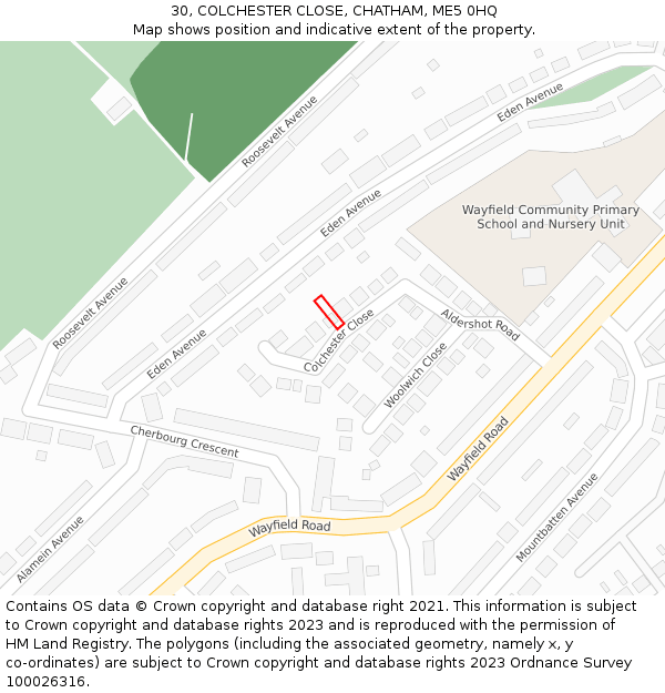 30, COLCHESTER CLOSE, CHATHAM, ME5 0HQ: Location map and indicative extent of plot
