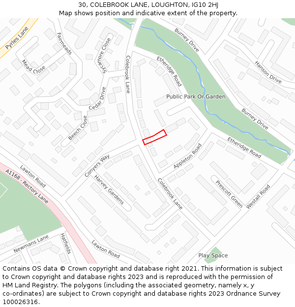 30, COLEBROOK LANE, LOUGHTON, IG10 2HJ: Location map and indicative extent of plot