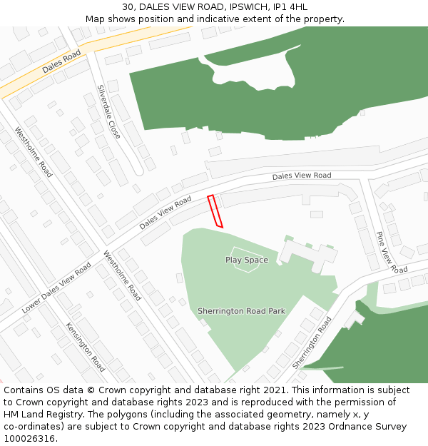 30, DALES VIEW ROAD, IPSWICH, IP1 4HL: Location map and indicative extent of plot
