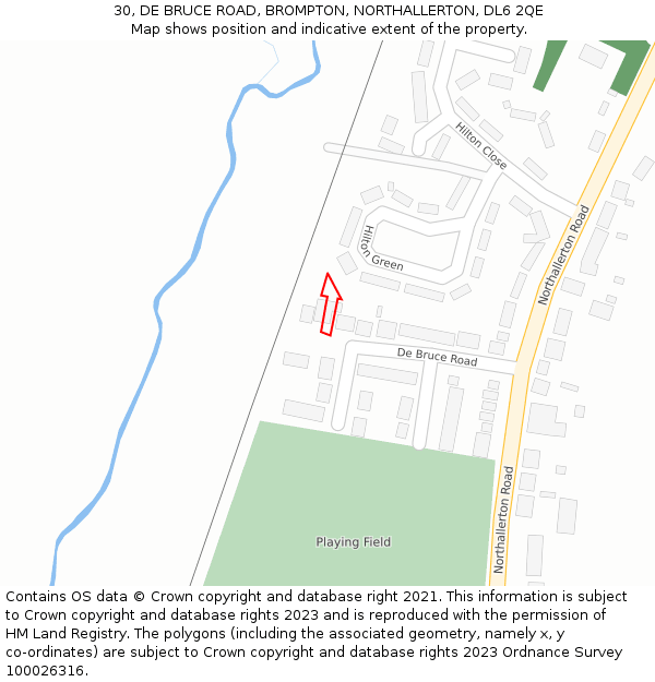 30, DE BRUCE ROAD, BROMPTON, NORTHALLERTON, DL6 2QE: Location map and indicative extent of plot