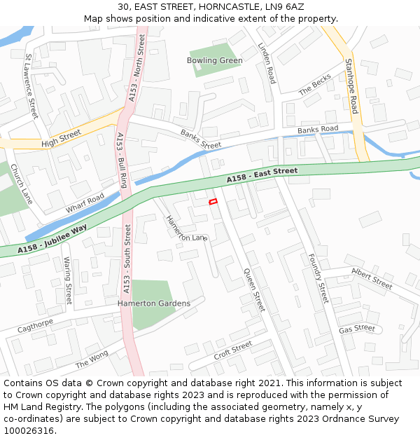 30, EAST STREET, HORNCASTLE, LN9 6AZ: Location map and indicative extent of plot