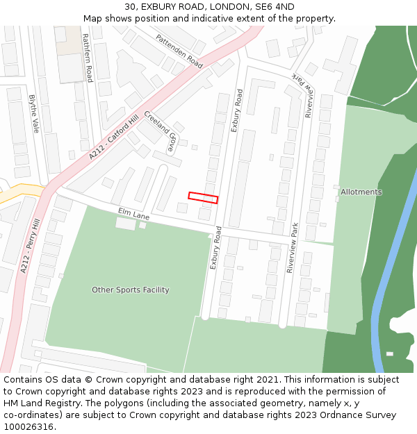 30, EXBURY ROAD, LONDON, SE6 4ND: Location map and indicative extent of plot