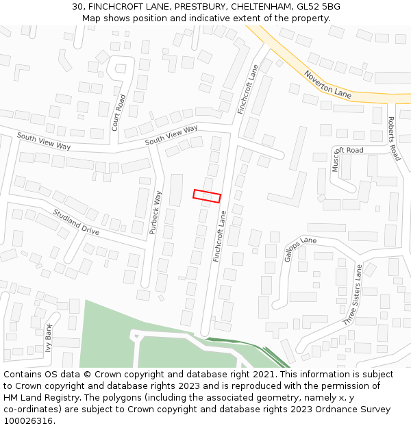 30, FINCHCROFT LANE, PRESTBURY, CHELTENHAM, GL52 5BG: Location map and indicative extent of plot