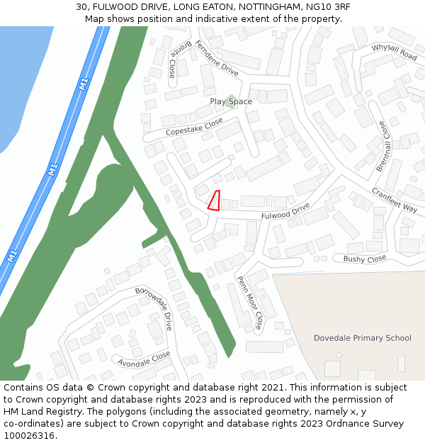 30, FULWOOD DRIVE, LONG EATON, NOTTINGHAM, NG10 3RF: Location map and indicative extent of plot