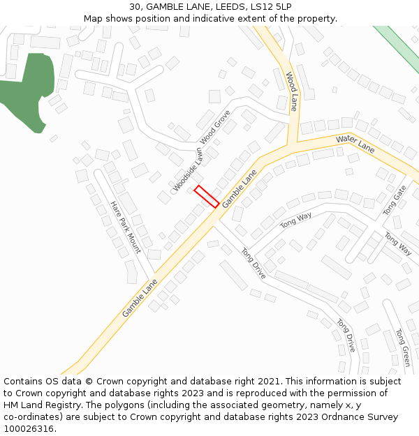 30, GAMBLE LANE, LEEDS, LS12 5LP: Location map and indicative extent of plot