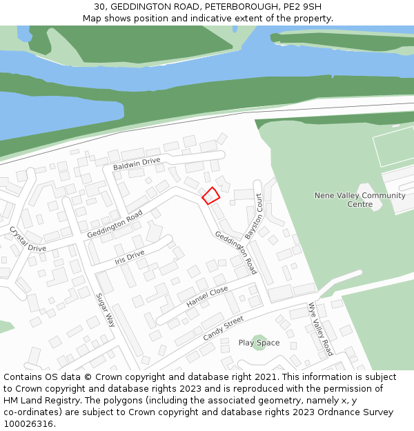 30, GEDDINGTON ROAD, PETERBOROUGH, PE2 9SH: Location map and indicative extent of plot