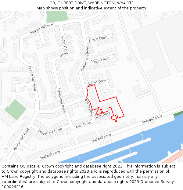 30, GILBERT DRIVE, WARRINGTON, WA4 1TF: Location map and indicative extent of plot