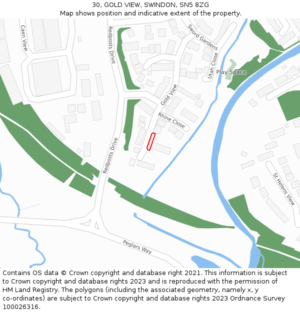 30, GOLD VIEW, SWINDON, SN5 8ZG: Location map and indicative extent of plot