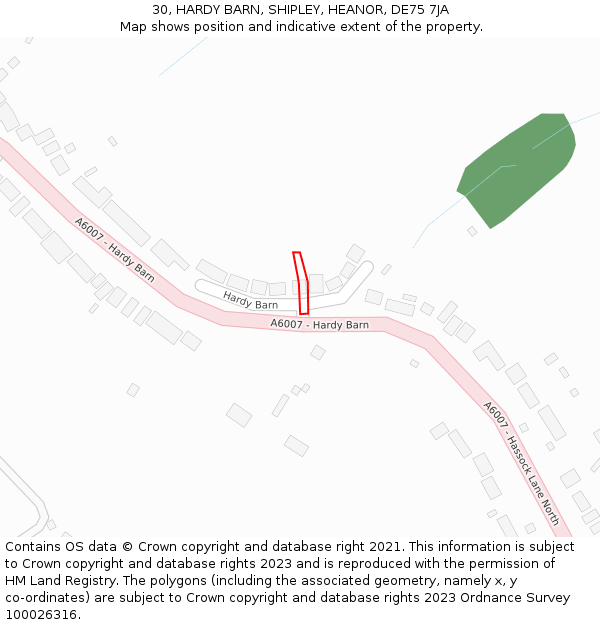 30, HARDY BARN, SHIPLEY, HEANOR, DE75 7JA: Location map and indicative extent of plot