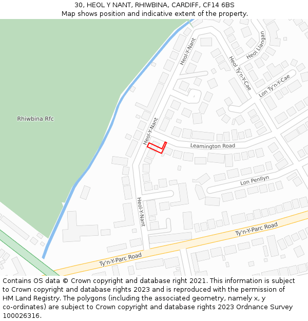 30, HEOL Y NANT, RHIWBINA, CARDIFF, CF14 6BS: Location map and indicative extent of plot