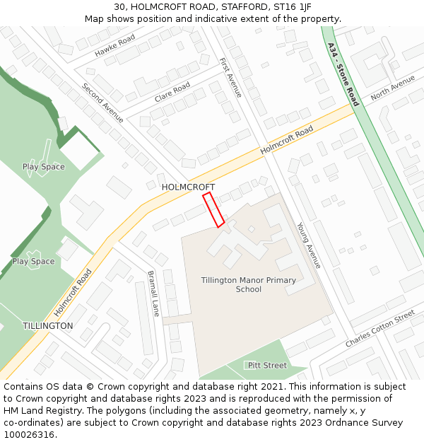 30, HOLMCROFT ROAD, STAFFORD, ST16 1JF: Location map and indicative extent of plot
