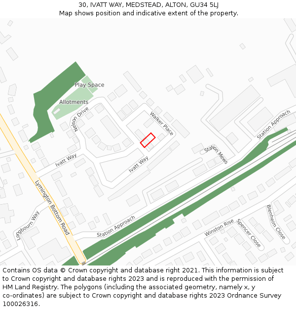 30, IVATT WAY, MEDSTEAD, ALTON, GU34 5LJ: Location map and indicative extent of plot