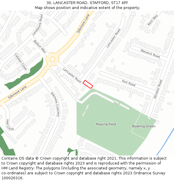 30, LANCASTER ROAD, STAFFORD, ST17 4PF: Location map and indicative extent of plot