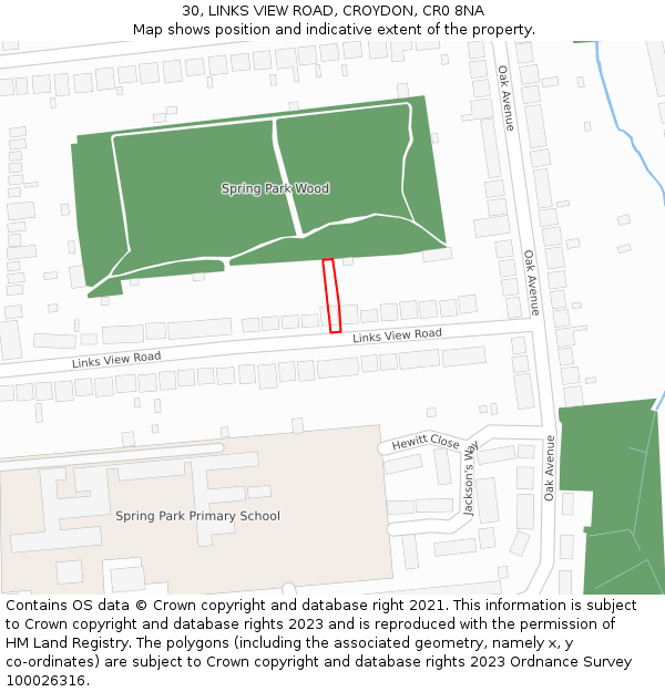 30, LINKS VIEW ROAD, CROYDON, CR0 8NA: Location map and indicative extent of plot