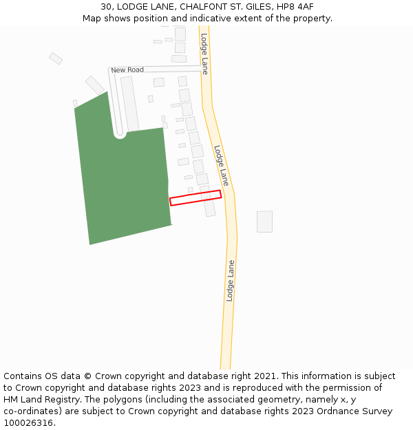 30, LODGE LANE, CHALFONT ST. GILES, HP8 4AF: Location map and indicative extent of plot