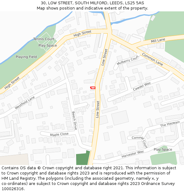 30, LOW STREET, SOUTH MILFORD, LEEDS, LS25 5AS: Location map and indicative extent of plot