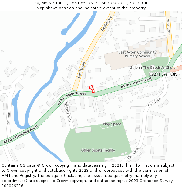 30, MAIN STREET, EAST AYTON, SCARBOROUGH, YO13 9HL: Location map and indicative extent of plot