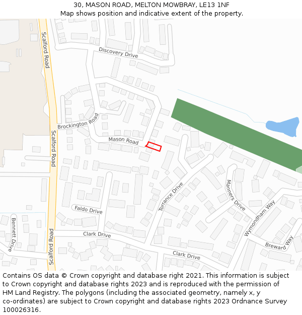 30, MASON ROAD, MELTON MOWBRAY, LE13 1NF: Location map and indicative extent of plot
