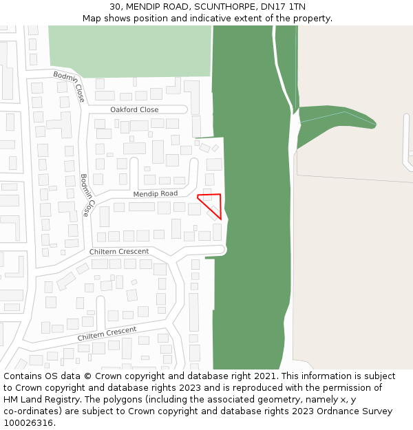 30, MENDIP ROAD, SCUNTHORPE, DN17 1TN: Location map and indicative extent of plot