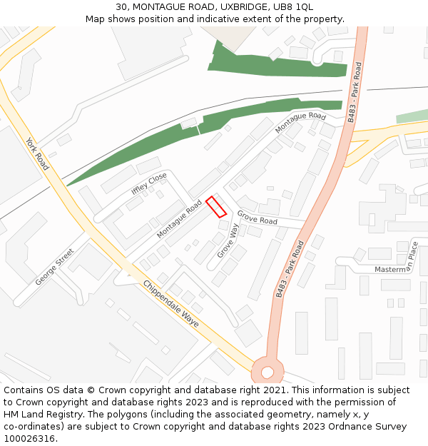 30, MONTAGUE ROAD, UXBRIDGE, UB8 1QL: Location map and indicative extent of plot