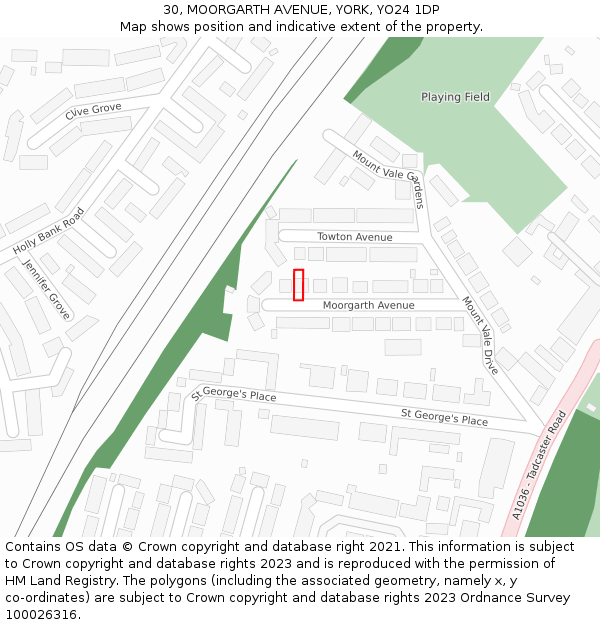 30, MOORGARTH AVENUE, YORK, YO24 1DP: Location map and indicative extent of plot