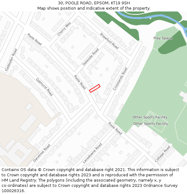 30, POOLE ROAD, EPSOM, KT19 9SH: Location map and indicative extent of plot