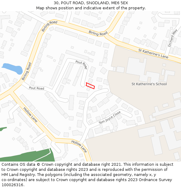 30, POUT ROAD, SNODLAND, ME6 5EX: Location map and indicative extent of plot