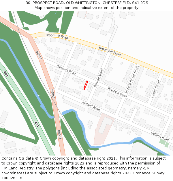 30, PROSPECT ROAD, OLD WHITTINGTON, CHESTERFIELD, S41 9DS: Location map and indicative extent of plot