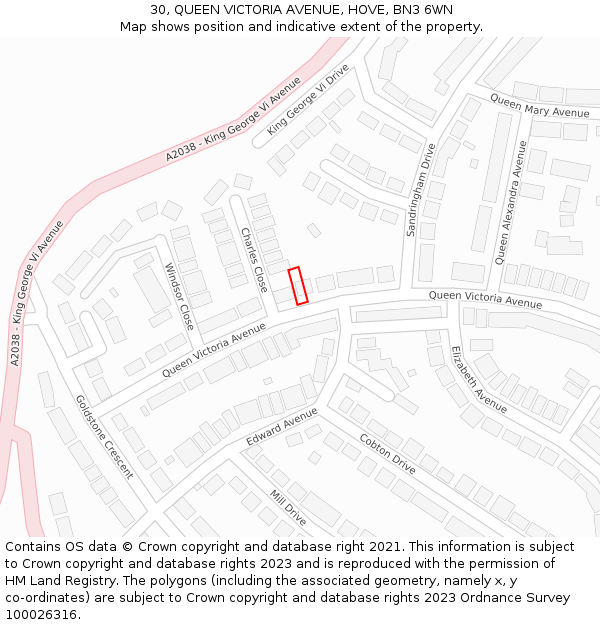 30, QUEEN VICTORIA AVENUE, HOVE, BN3 6WN: Location map and indicative extent of plot