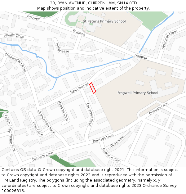 30, RYAN AVENUE, CHIPPENHAM, SN14 0TD: Location map and indicative extent of plot
