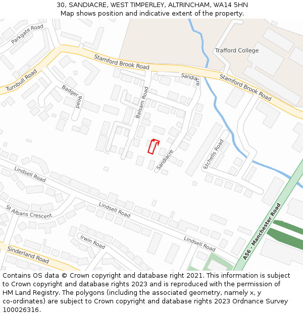 30, SANDIACRE, WEST TIMPERLEY, ALTRINCHAM, WA14 5HN: Location map and indicative extent of plot