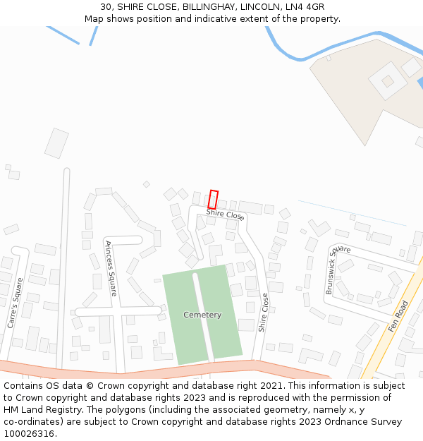 30, SHIRE CLOSE, BILLINGHAY, LINCOLN, LN4 4GR: Location map and indicative extent of plot