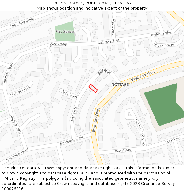 30, SKER WALK, PORTHCAWL, CF36 3RA: Location map and indicative extent of plot