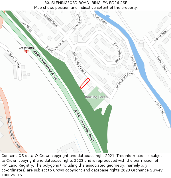 30, SLENINGFORD ROAD, BINGLEY, BD16 2SF: Location map and indicative extent of plot
