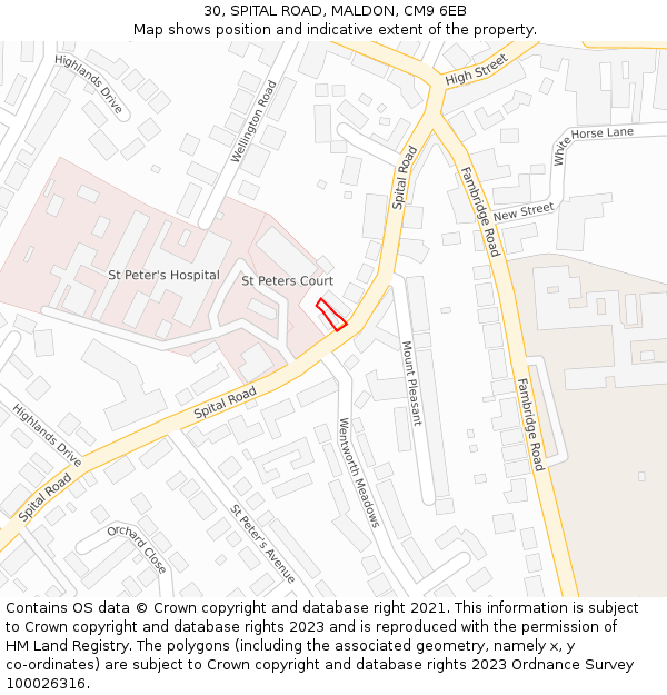 30, SPITAL ROAD, MALDON, CM9 6EB: Location map and indicative extent of plot